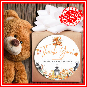 Sticker Rond Une petite citrouille automne bébé Shower Merci
