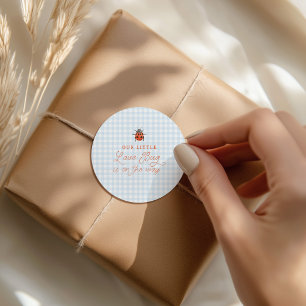 Sticker Rond Une petite coccinelle d'amour en route Gingham Bab