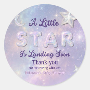 Sticker Rond Une Petite Étoile Atterrit Bientôt Célébration de