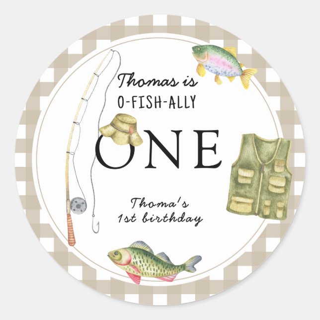 Sticker Rond Une petite fête d'anniversaire de pêcheur (Devant)