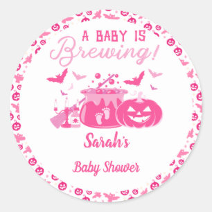 Sticker Rond Une Petite Fille Brûle Un Baby shower D'Halloween
