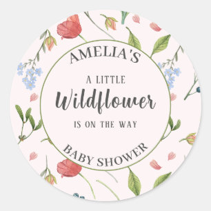 Sticker Rond Une petite fille sauvageonne Baby Shower Bleu