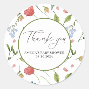 Sticker Rond Une petite fille sauvageonne Baby Shower Bleu