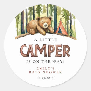 Sticker Rond Une petite forêt de campeur Baby Shower
