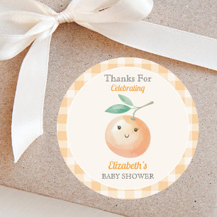 Sticker Rond Une petite mignonne orange gingham citrus Baby Sho
