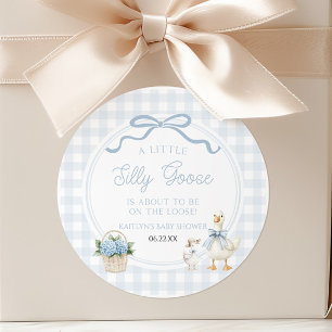 Sticker Rond Une Petite Oie Ridicule Bleu Floral Arc Nouveau Ba