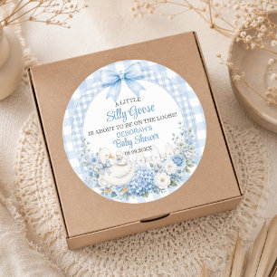 Sticker Rond Une petite oie sotte Baby Shower Cottagecore Bleu