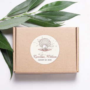 Sticker Rond une petite perle sous le baby shower de mer