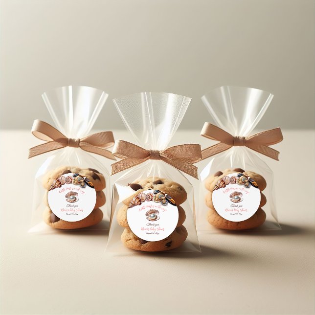 Sticker Rond Une Petite Perle Sous Le Baby shower Des Filles De (Créateur téléchargé)