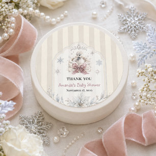 Sticker Rond Une Petite Princesse Cygne Bébé Shower d'Hiver