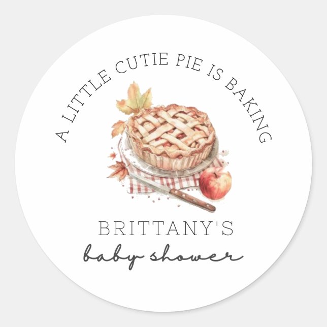 Sticker Rond Une Petite Tarte Cutie Est De Cuire Baby shower D' (Devant)