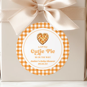 Sticker Rond Une petite tarte mignonne Baby Shower Rétro
