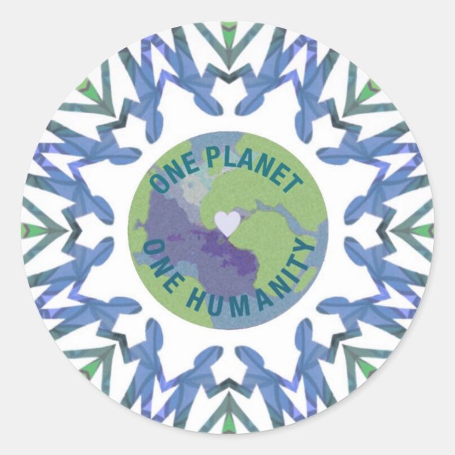 Sticker Rond Une planète une humanité (Devant)