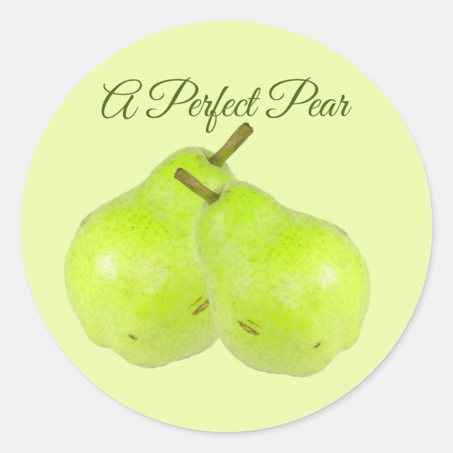 Sticker Rond Une poire parfaite juteuse et sucrée    (Devant)