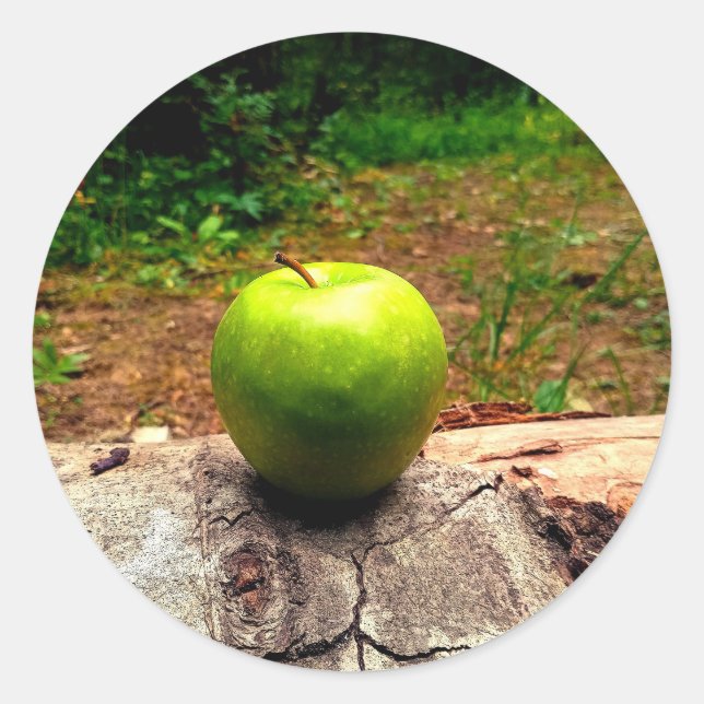 Sticker Rond Une pomme par jour  (Devant)