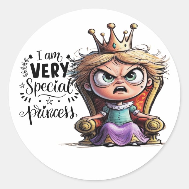Sticker Rond Une princesse qui sait briller ! (Devant)