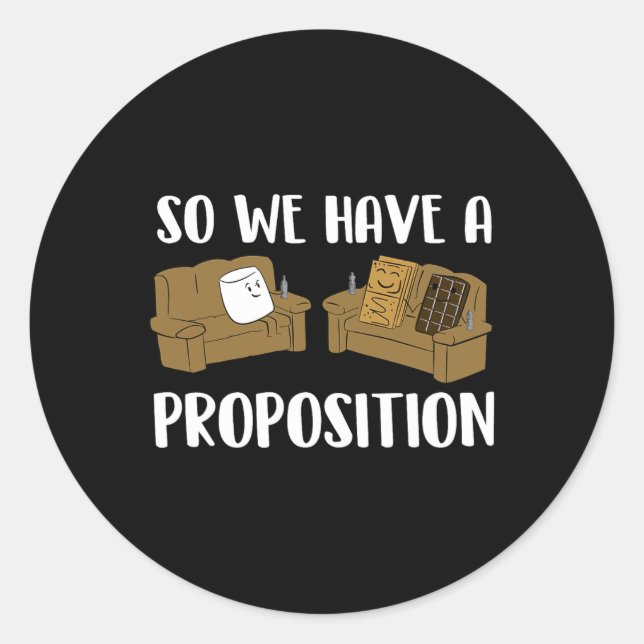 Sticker Rond Une proposition drôle de smores innuendo camping f (Devant)