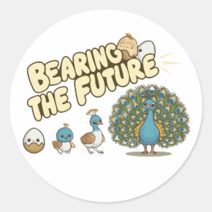 Sticker Rond Une séquence comique d'évolution de paon