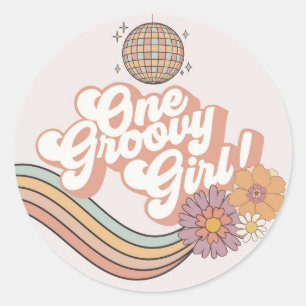 Sticker Rond Une Super Fille retro 1ère fête d'anniversaire
