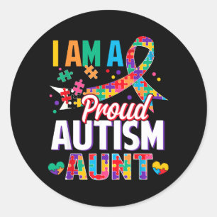 Sticker Rond Une tante fière de l'autisme Pièce de puzzle de se