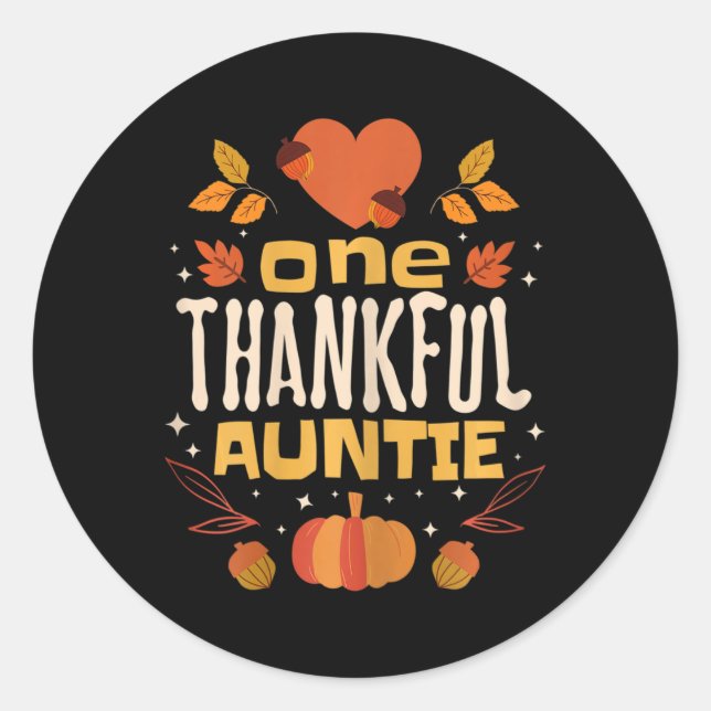 Sticker Rond Une Tante Remerciée Chute Tante Thanksgiving (Devant)