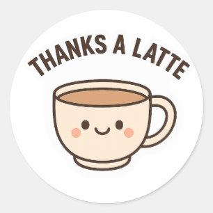 Sticker Rond Une tasse de café kawaii joyeuse avec un sourire a