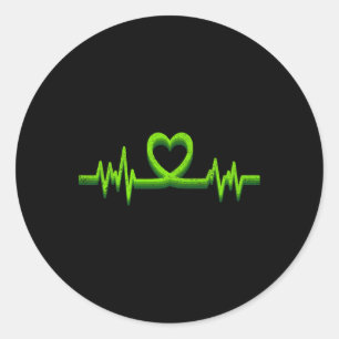 Sticker Rond Une Tête De Coeur Verte Pour La Sensibilisation À