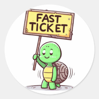 Sticker Rond une tortue tenant une chanson ironique qui est drô