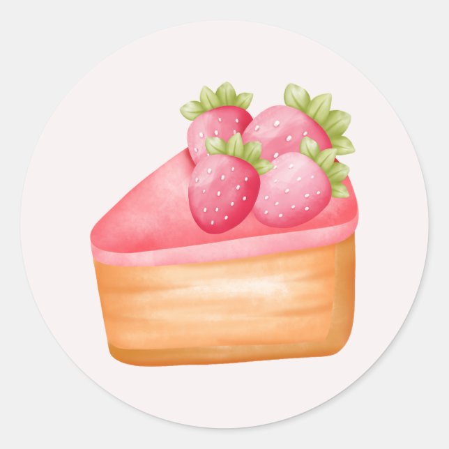 Sticker Rond Une tranche de gâteau aux fruits de fraise (Devant)