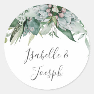 Sticker Rond Une verdure succulente Sceaux d'enveloppe Mariag