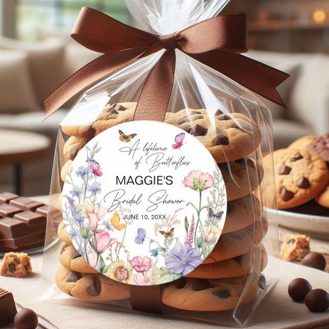 Sticker Rond Une vie de papillons Fête de mariage champêtre (Créateur téléchargé)