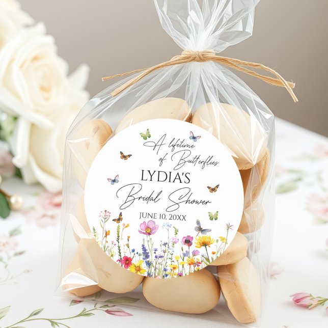 Sticker Rond Une vie de papillons Fleur sauvage Fête des mariée (Créateur téléchargé)