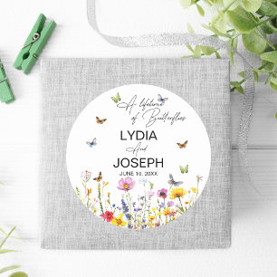 Sticker Rond Une vie de papillons Fleur sauvage Mariage