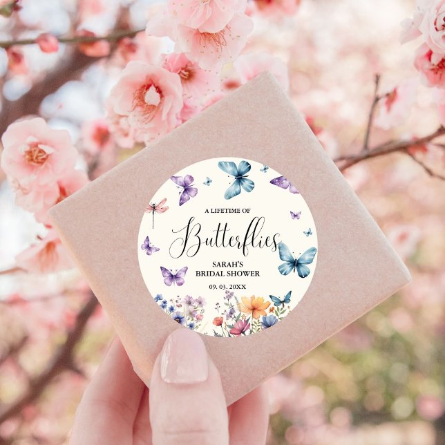 Sticker Rond Une vie de papillons Table de fête de mariage (Créateur téléchargé)