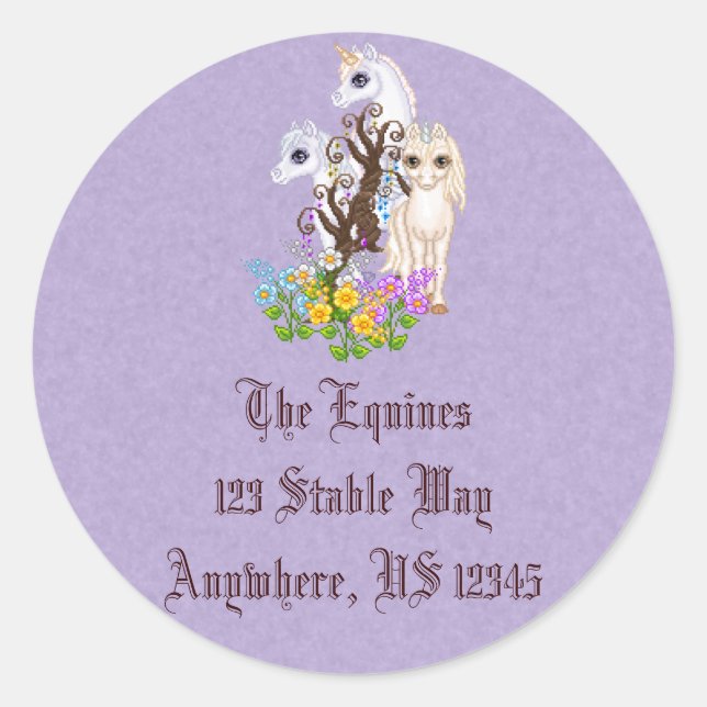 Sticker Rond Unicorn amis Pixel Art (Devant)