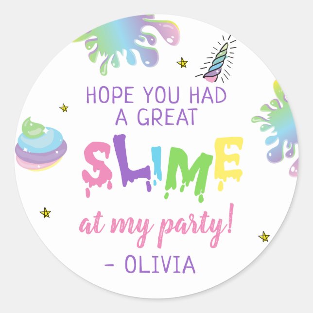 Sticker Rond Unicorn arc-en-ciel Slime Anniversaire (Devant)