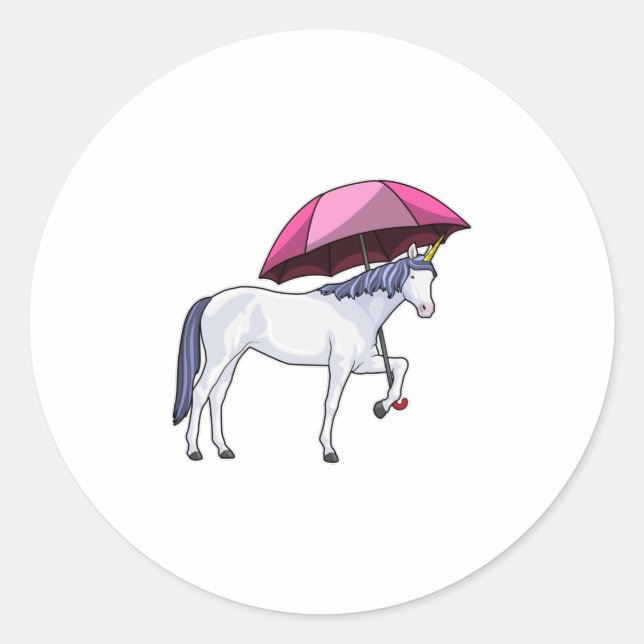 Sticker Rond Unicorn avec Umbrella (Devant)