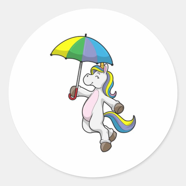 Sticker Rond Unicorn avec Umbrella (Devant)