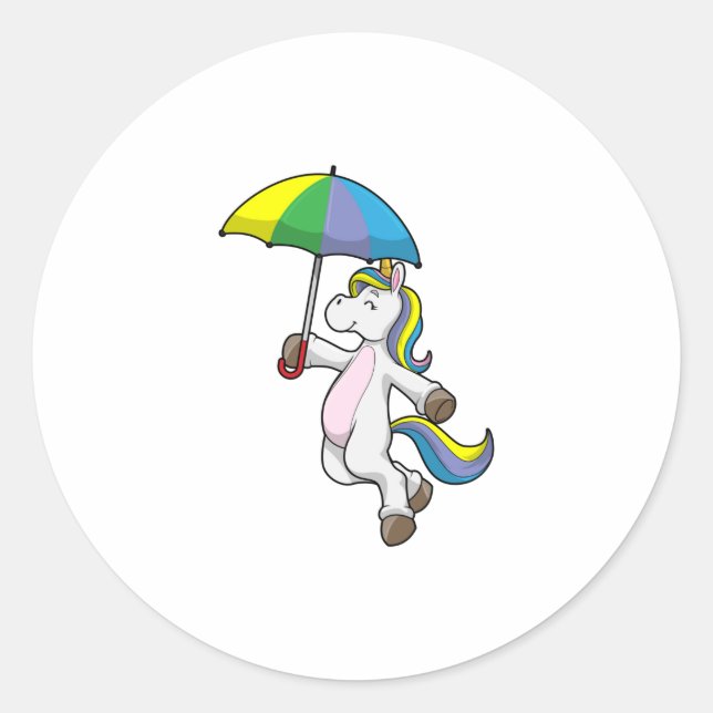 Sticker Rond Unicorn avec Umbrella (Devant)
