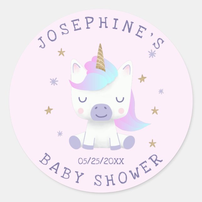 Sticker Rond Unicorn Baby shower magique (Devant)