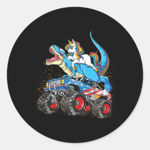 Sticker Rond Unicorn équitation T Rex Monster Truck Boys Girls