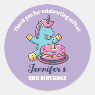 Sticker Rond Unicorn et Anniversaire Cake Kids Party Favoriser