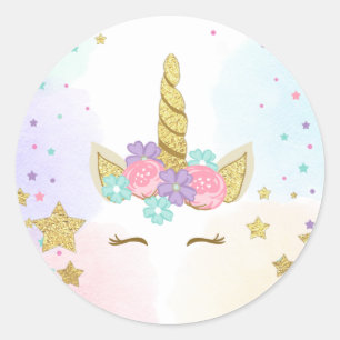 Sticker Rond Unicorn Face Favoriser Balises Anniversaire Magiqu