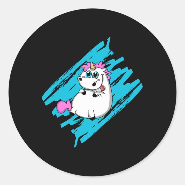 Sticker Rond Unicorn Imaginaire mignon Animaux drôle Rainbow Ca (Devant)