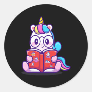 Sticker Rond Unicorn lit ici journal carnet