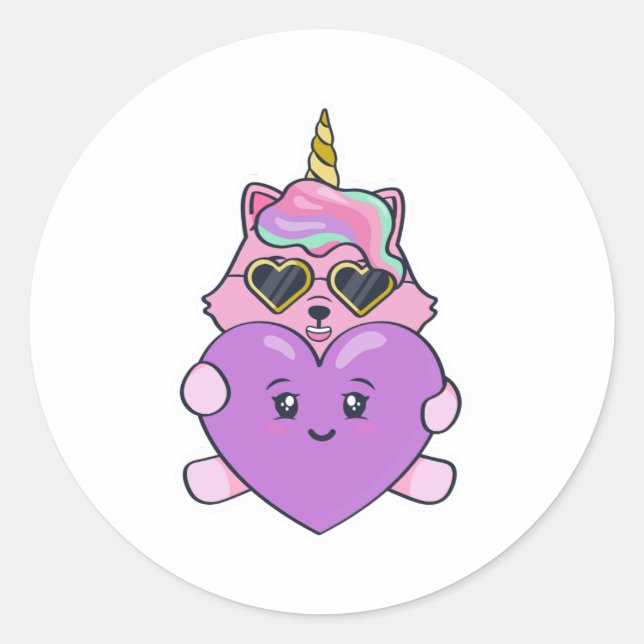 Sticker Rond Unicorn Lovers (Devant)