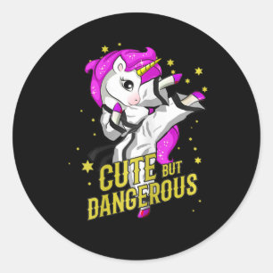 Sticker Rond Unicorn Martial Arts Girl Cadeau
