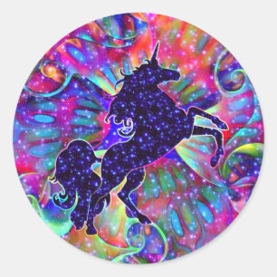 STICKER ROND UNICORN OF THE UNIVERSE MULTICOLORED