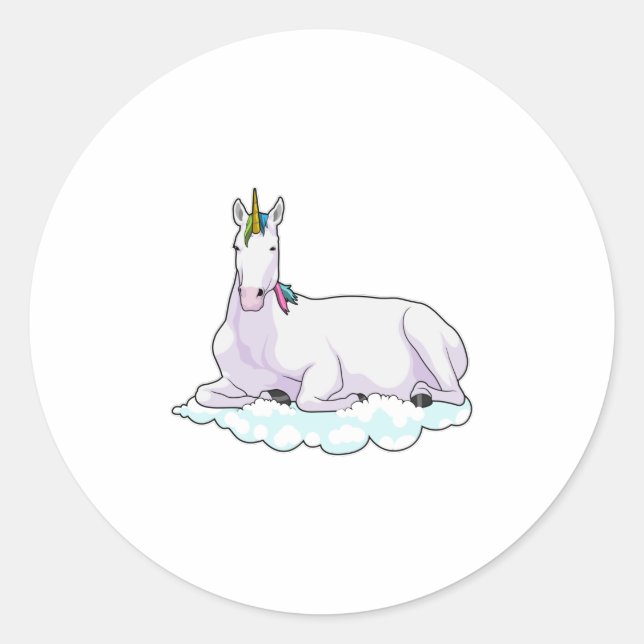 Sticker Rond Unicorn on cloud (Devant)