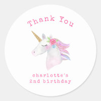 Unicorn Pastel rose violet fille Merci d'anniversa